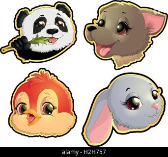 Visages Animaux Illustration de Vecteur