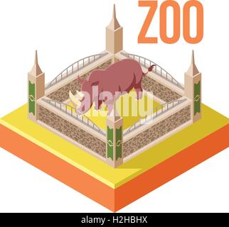 Icône isométrique rhinocéros du Zoo Illustration de Vecteur
