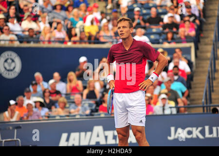 Tomáš Berdych en 2016 Roger Cup Masters du Canada tenue à Toronto. Banque D'Images