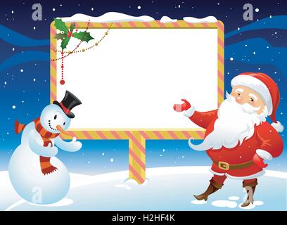 Bonhomme de neige et le Père Noël Illustration de Vecteur