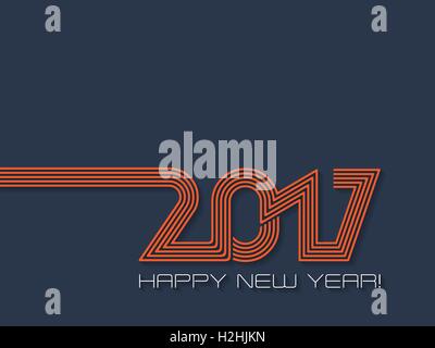 Bonne année 2017 dans l'arrière-plan orange et bleu Illustration de Vecteur