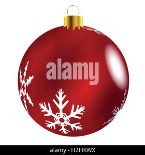 Une décoration de Noël rouge brillant avec motifs flocon de isolatedon un fond blanc. Illustration de Vecteur