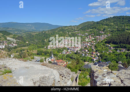 Les voyages en Europe en vertu de l'été.Vue panoramique de l'ancien château dans le Jajce, Bosnie-Herzégovine Banque D'Images