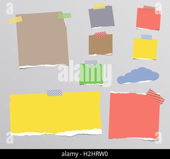 Ordinateur portable coloré déchiré, papier collé sur fond gris Illustration de Vecteur