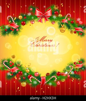 Arrière-plan de fête de Noël avec sapin Illustration de Vecteur