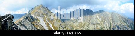 Panorama des Hautes Tatras de Predne Solisko sommet. Banque D'Images