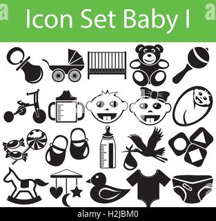 Icon Set Bébé avec 20 icônes pour l'utilisation créative en design graphique Illustration de Vecteur