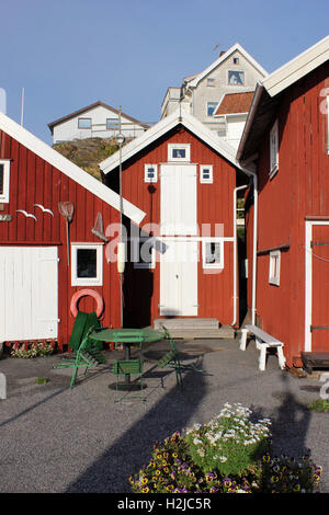 Harbour cabanes à Grundsund, Bohuslän, Suède Banque D'Images