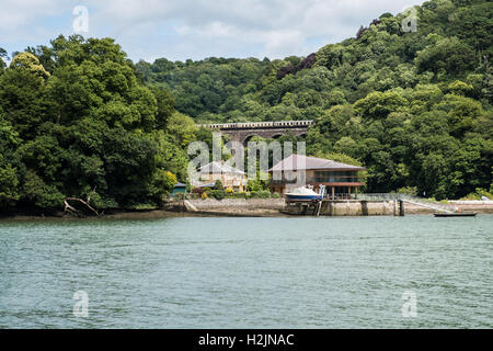 La réalisation du viaduc de train à vapeur de Paignton et Dartmouth de Dartmouth, South Hams, Devon, Angleterre, Royaume-Uni. Banque D'Images