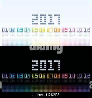 2017 Calendrier modèle cool avec brillant de couleur numérique pour vos dessins. Vector EPS10. Illustration de Vecteur