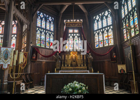 Intérieur en bois de l'église Sainte Catherine de Honfleur, la France, la Normandie, l'Union européenne, l'Europe. Banque D'Images