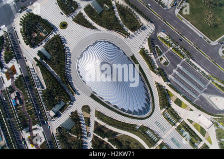 (160929) -- Tianjin, le 29 septembre, 2016 (Xinhua) -- photo aérienne prise le 28 septembre 2016 présente le Yujiabao Gare de l'interurbain de trains entre Beijing et Tianjin en Chine du nord, s Tianjin Municipalité.(Xinhua/Xing Guangli) (cxy) Banque D'Images