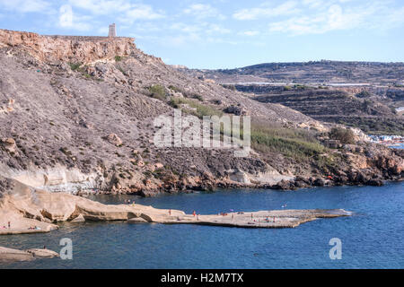 Gnejna Bay, Golden Bay, Malte Banque D'Images