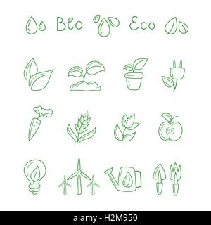 Grande conçu icônes écologiques Illustration de Vecteur