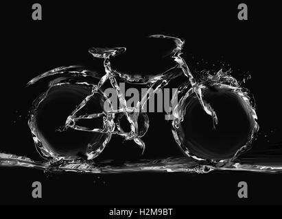 Un vélo fait d'eau pour représenter l'utilisation de moyens de transport. Banque D'Images
