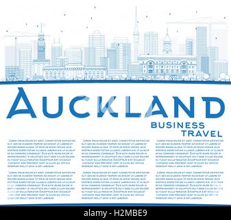 Contours Auckland Skyline avec bâtiments bleu et copier l'espace. Vector Illustration. Les voyages d'affaires et tourisme Concept Illustration de Vecteur