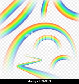 Les arcs-en-ciel série réaliste sur fond transparent isolé. Illustration de Vecteur