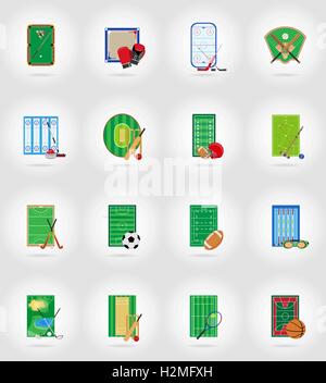 Ccourt stade et sur le terrain de jeu pour les jeux de sport télévision icons vector illustration isolé sur fond Illustration de Vecteur