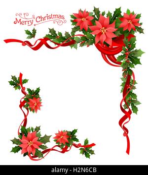 Poinsettia Noël corner Illustration de Vecteur