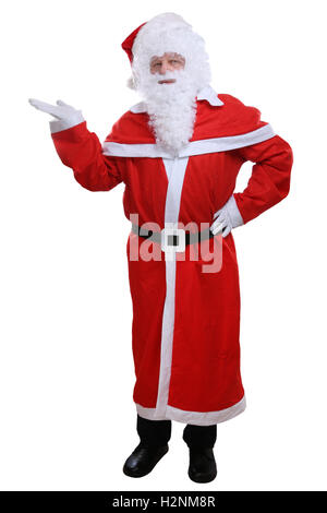 Santa Claus Noël montrant isolé sur fond blanc Banque D'Images