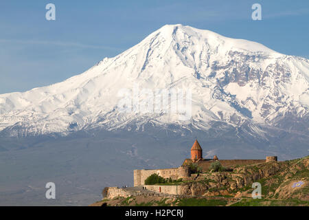 Monastère de Khor Virap et le Mt Ararat en Arménie. Banque D'Images