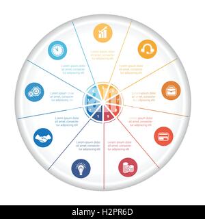 Infographie graphique en 9 options Illustration de Vecteur