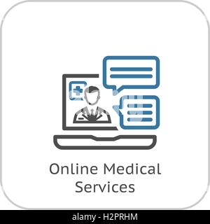 L'icône des services médicaux en ligne. Modèle plat. Illustration de Vecteur