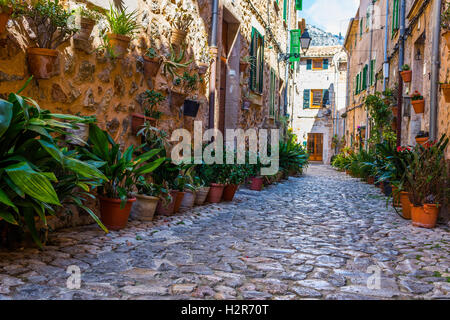 Rue de l'usine à Valldemossa, Majorque Banque D'Images