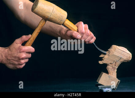 À partir de bois sculpté en marionnettes Banque D'Images