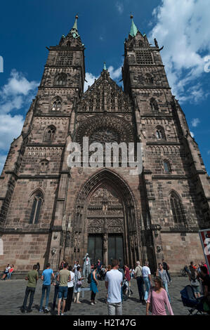 Façade principale, ou Saint-laurent Saint-laurent entrée de l'église, Nuremberg, Middle Franconia, Bavaria, Germany Banque D'Images