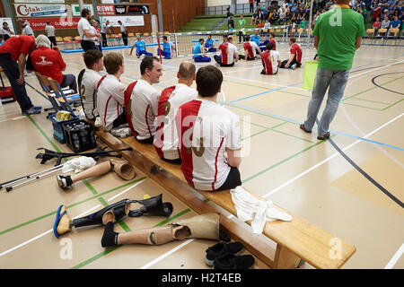 Mobilité sport, volleyball assis, match entre l'Allemagne et l'Iran, Koblenz, Rhénanie-Palatinat, Allemagne Banque D'Images