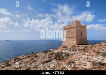 Tal-Hamrija Tour Côtière, Mnajdra, Malte Banque D'Images