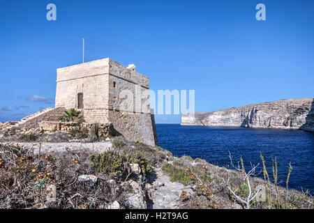Baie de Xlendi, Xlendi Tower, Gozo, Malte Banque D'Images