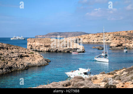 Blue Lagoon, Comino, Gozo, Malte Banque D'Images