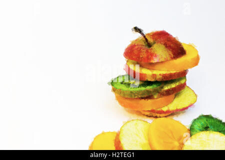 Apple aquarelle sur fond blanc Banque D'Images