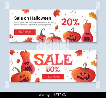 Ensemble de deux bannières pour les ventes à l'Halloween Illustration de Vecteur