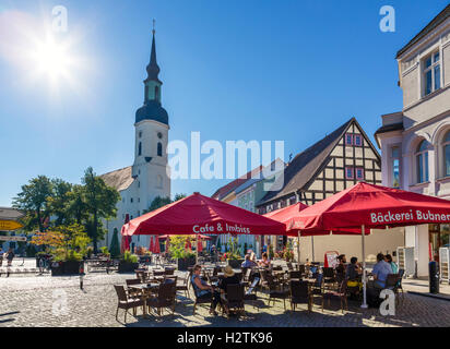 Cafe au centre de Lübbenau, le Spreewald, Brandenburg, Allemagne Banque D'Images