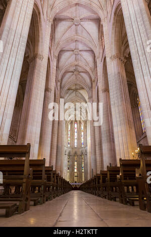 Batalha, Portugal - 24 Avril 2014 : vue de l'intérieur de Santa Maria da Vitoria Batalha abbaye dominicaine- Batalha, Portugal Banque D'Images