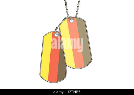 German Dog Tags, rendu 3D isolé sur fond blanc Banque D'Images