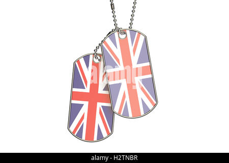 UK Dog Tags, rendu 3D isolé sur fond blanc Banque D'Images