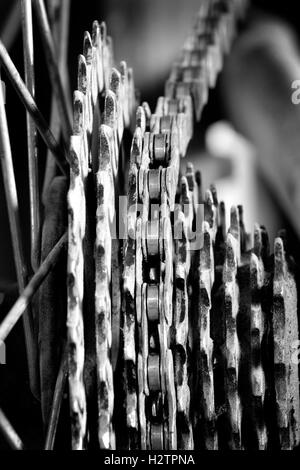 Chaîne de vélo liens et cogs sur vtt mtb fun et de l'exercice Banque D'Images