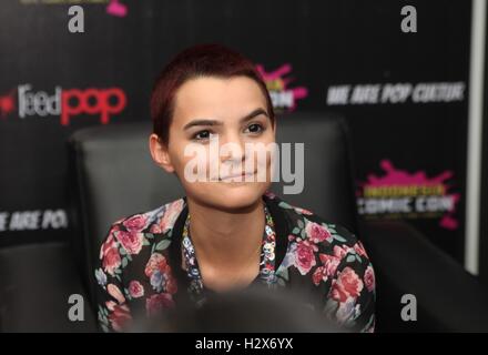 Jakarta, Indonésie. 06Th Oct, 2016. Brianna actrice Hildebrand à écouter certaines question d'un communiqué de presse © Gusti Aldi/Pacific Press/Alamy Live News Banque D'Images