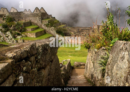 L'intérieur du complexe archéologique de Machu Picchu. Machu Picchu est une ville située dans la cordillère des Andes, au Pérou moderne. Il Banque D'Images