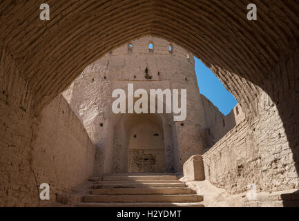 Meybod, Narin Qal'eh (château), entrée fortifiée Banque D'Images