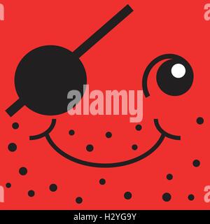 Smiley rouge pirate borgne Illustration de Vecteur