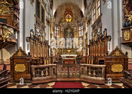 L'église baroque à Dürnstein in der Wachau, Waldviertel, Basse Autriche, Autriche, Europe Banque D'Images