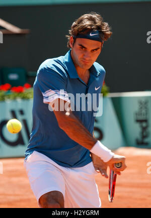 Roger Federer, Suisse, 2010 Open de France, Roland Garros, ITF tournoi du Grand Chelem, Paris, France, Europe Banque D'Images