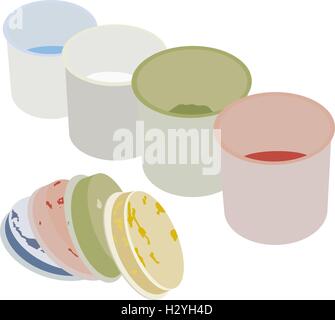 L'ensemble de peintures à la gouache dans les poubelles, et les bouchons Illustration de Vecteur