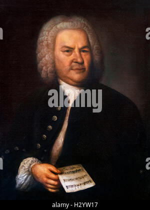 Johann Sebastian Bach. Le compositeur baroque allemand, J S Bach (1685-1750). Portrait par Elias Gottlob Haußmann, 1746. Banque D'Images
