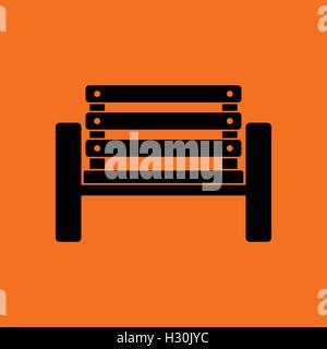 Banc de joueur de tennis de l'icône. Fond orange avec du noir. Vector illustration. Illustration de Vecteur